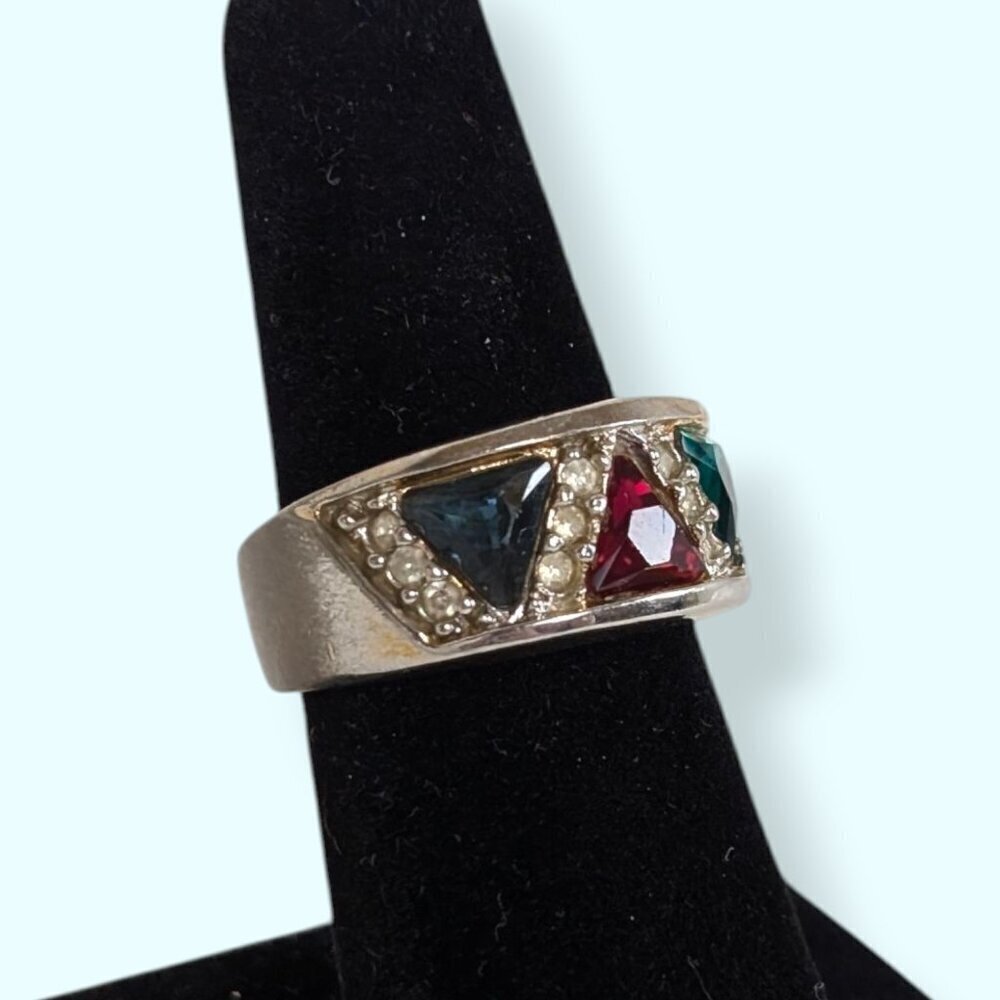 Vintage Multi-Tone Rhinestone Ring - Picture 2 of 7